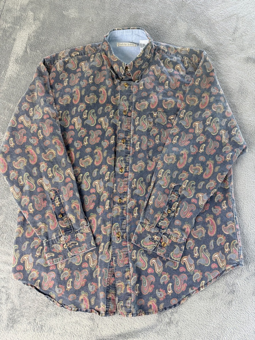Vintage Bugle Boy Button Up Down Paisley Shirt Size Large Mens Long Sleeve